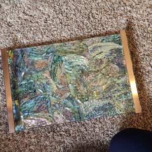 Kendra Scott Crackle Abalone Shell Tray Rose Gold Stone Slab Tray